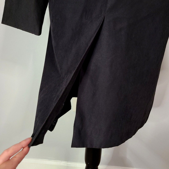 London Fog Woman's Black Over Sized Trench Coat Small Petite Hidden Buttons Fall - Picture 8 of 16